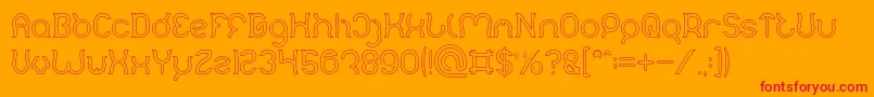 Czcionka Mozzie Hollow – czerwone czcionki na pomarańczowym tle