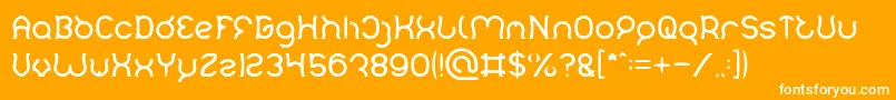 Mozzie-Schriftart – Weiße Schriften auf orangefarbenem Hintergrund