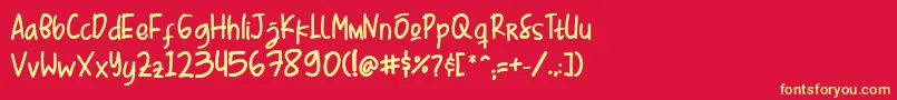 フォントMr  Kebab Demo   Script Font – 黄色の文字、赤い背景