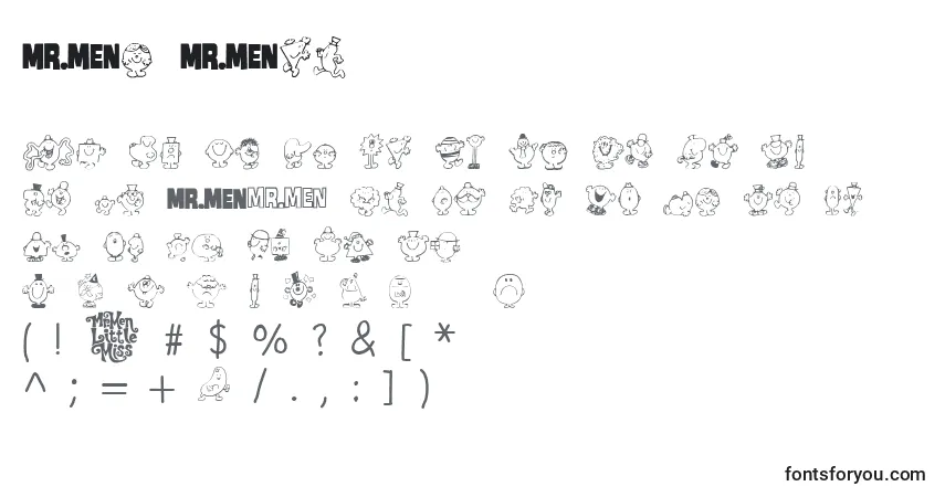 Schriftart Mr Men – Alphabet, Zahlen, spezielle Symbole