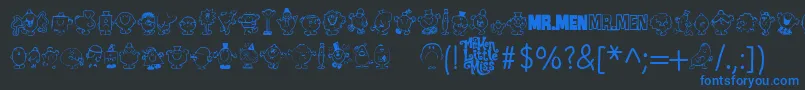 Mr Men Font – Blue Fonts on Black Background