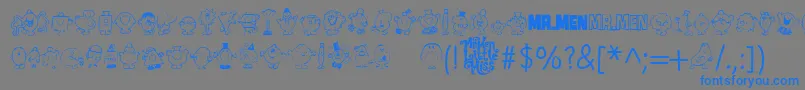 Mr Men-Schriftart – Blaue Schriften auf grauem Hintergrund