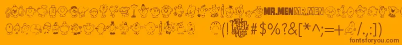 Шрифт Mr Men – коричневые шрифты на оранжевом фоне