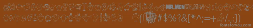 Więcej informacji o czcionce Mr Men Czcionka Mr Men – szare czcionki na brązowym tle