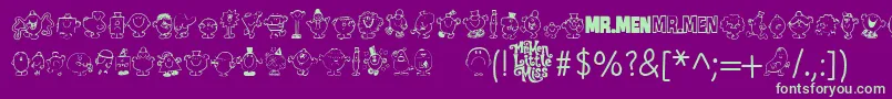 Mr Men Font – Green Fonts on Purple Background