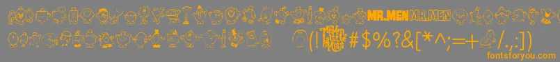 フォントMr Men – オレンジの文字は灰色の背景にあります。