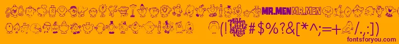 フォントMr Men – オレンジの背景に紫のフォント