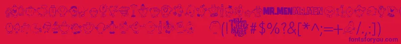Mr Men Font – Purple Fonts on Red Background