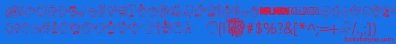 Mr Men Font – Red Fonts on Blue Background