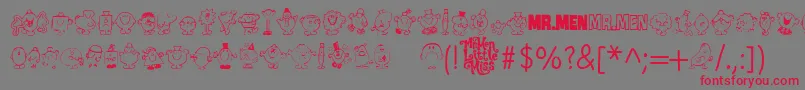 フォントMr Men – 赤い文字の灰色の背景