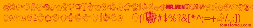 Police Mr Men – polices rouges sur fond orange