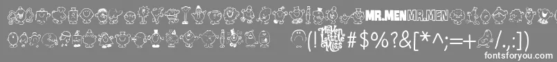 fuente Mr Men – Fuentes Blancas Sobre Fondo Gris