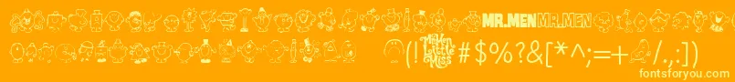 Шрифт Mr Men – жёлтые шрифты на оранжевом фоне