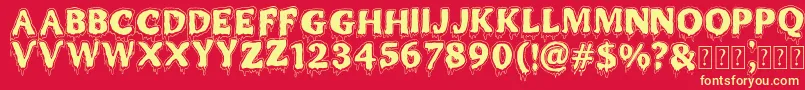 MR MONSTAR-Schriftart – Gelbe Schriften auf rotem Hintergrund