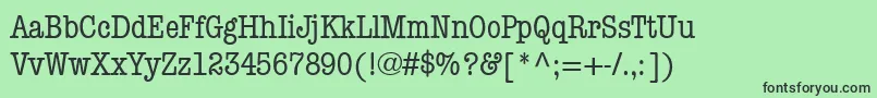 Fonte ItcAmericanTypewriterMediumCondensed – fontes pretas em um fundo verde