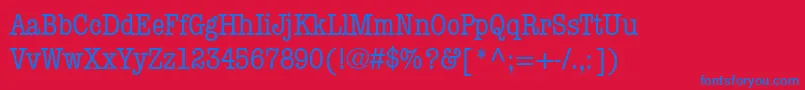 Fonte ItcAmericanTypewriterMediumCondensed – fontes azuis em um fundo vermelho