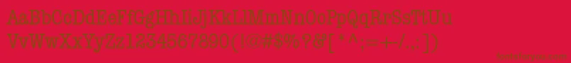 Więcej informacji o czcionce ItcAmericanTypewriterMediumCondensed Czcionka ItcAmericanTypewriterMediumCondensed – brązowe czcionki na czerwonym tle