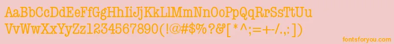 Lisätietoja ItcAmericanTypewriterMediumCondensed-fontista ItcAmericanTypewriterMediumCondensed-fontti – oranssit fontit vaaleanpunaisella taustalla