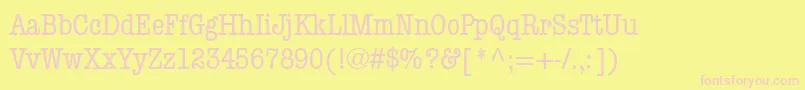 Fonte ItcAmericanTypewriterMediumCondensed – fontes rosa em um fundo amarelo