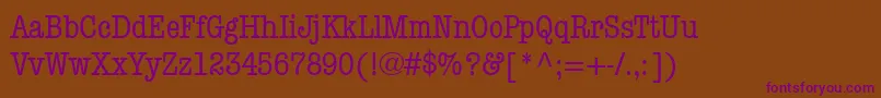Czcionka ItcAmericanTypewriterMediumCondensed – fioletowe czcionki na brązowym tle