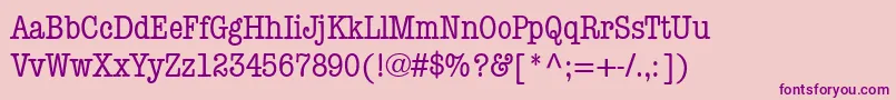 ItcAmericanTypewriterMediumCondensed-fontti – violetit fontit vaaleanpunaisella taustalla