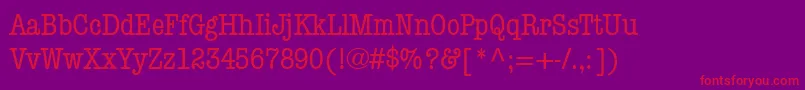 Czcionka ItcAmericanTypewriterMediumCondensed – czerwone czcionki na fioletowym tle