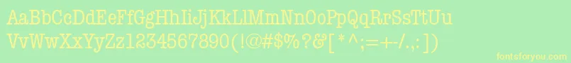 Fonte ItcAmericanTypewriterMediumCondensed – fontes amarelas em um fundo verde