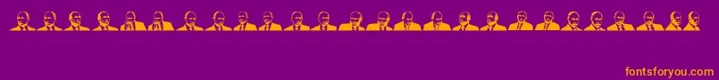Mr Putin-Schriftart – Orangefarbene Schriften auf violettem Hintergrund