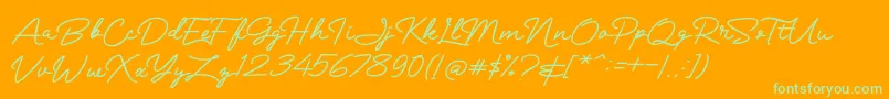 Mranggens Font – Green Fonts on Orange Background