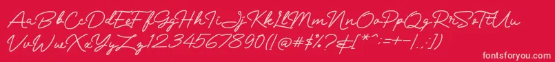 Mranggens Font – Pink Fonts on Red Background