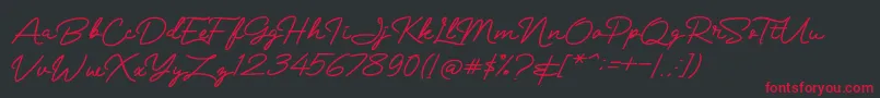 Mranggens-Schriftart – Rote Schriften auf schwarzem Hintergrund