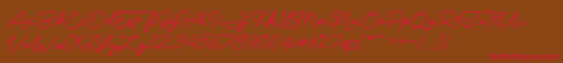 Mranggens-Schriftart – Rote Schriften auf braunem Hintergrund