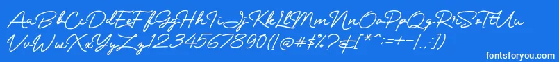 フォントMranggens – 青い背景に白い文字