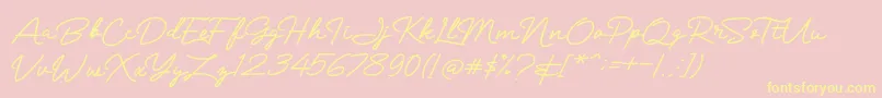 Mranggens Font – Yellow Fonts on Pink Background