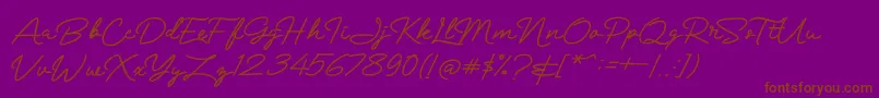 Mranggens-Schriftart – Braune Schriften auf violettem Hintergrund