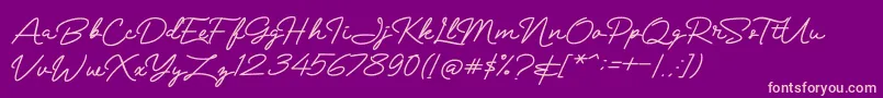 Mranggens-Schriftart – Rosa Schriften auf violettem Hintergrund