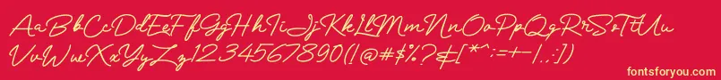 Mranggens Font – Yellow Fonts on Red Background