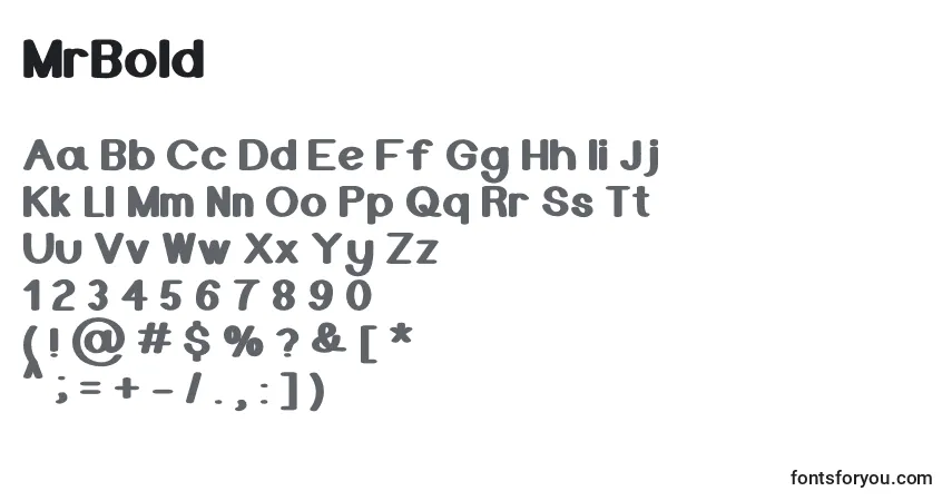 A fonte MrBold – alfabeto, números, caracteres especiais