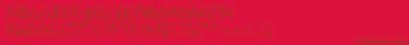 MRF  On the Edge of Crazy-Schriftart – Braune Schriften auf rotem Hintergrund