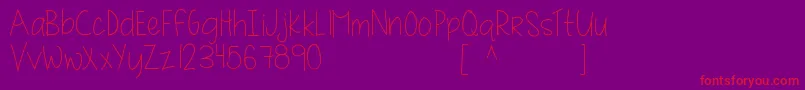 MRF quirky and authentic hand font demo-Schriftart – Rote Schriften auf violettem Hintergrund