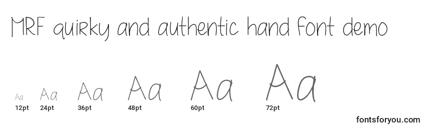 Размеры шрифта MRF quirky and authentic hand font demo