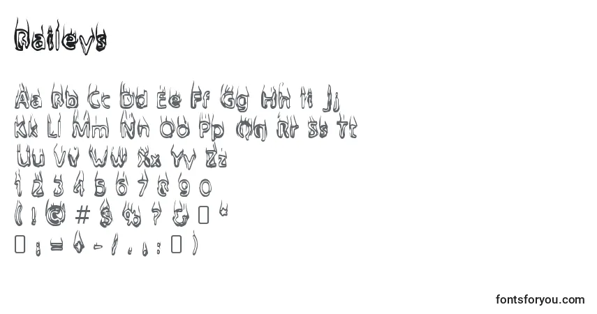 Schriftart Baileys – Alphabet, Zahlen, spezielle Symbole