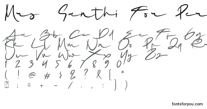 Шрифт Mrs  Santhi For Personal Use Only – алфавит, цифры, специальные символы