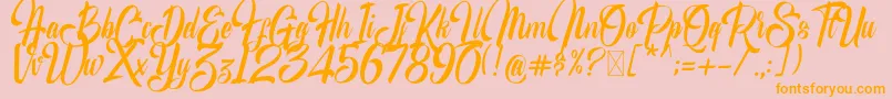 MrScripton-Schriftart – Orangefarbene Schriften auf rosa Hintergrund