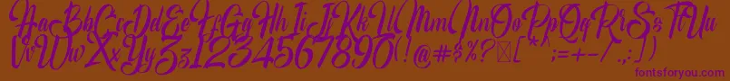 MrScripton Font – Purple Fonts on Brown Background