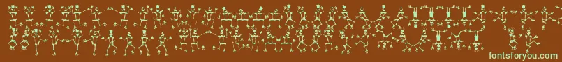 フォントMRSKF    – 緑色の文字が茶色の背景にあります。