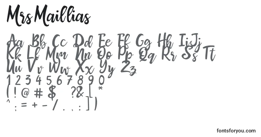 Schriftart MrsMaillias – Alphabet, Zahlen, spezielle Symbole