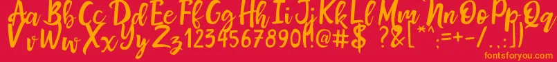 MrsMaillias Font – Orange Fonts on Red Background
