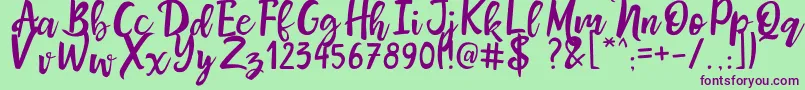 MrsMaillias Font – Purple Fonts on Green Background