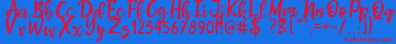 MrsMaillias-fontti – punaiset fontit sinisellä taustalla